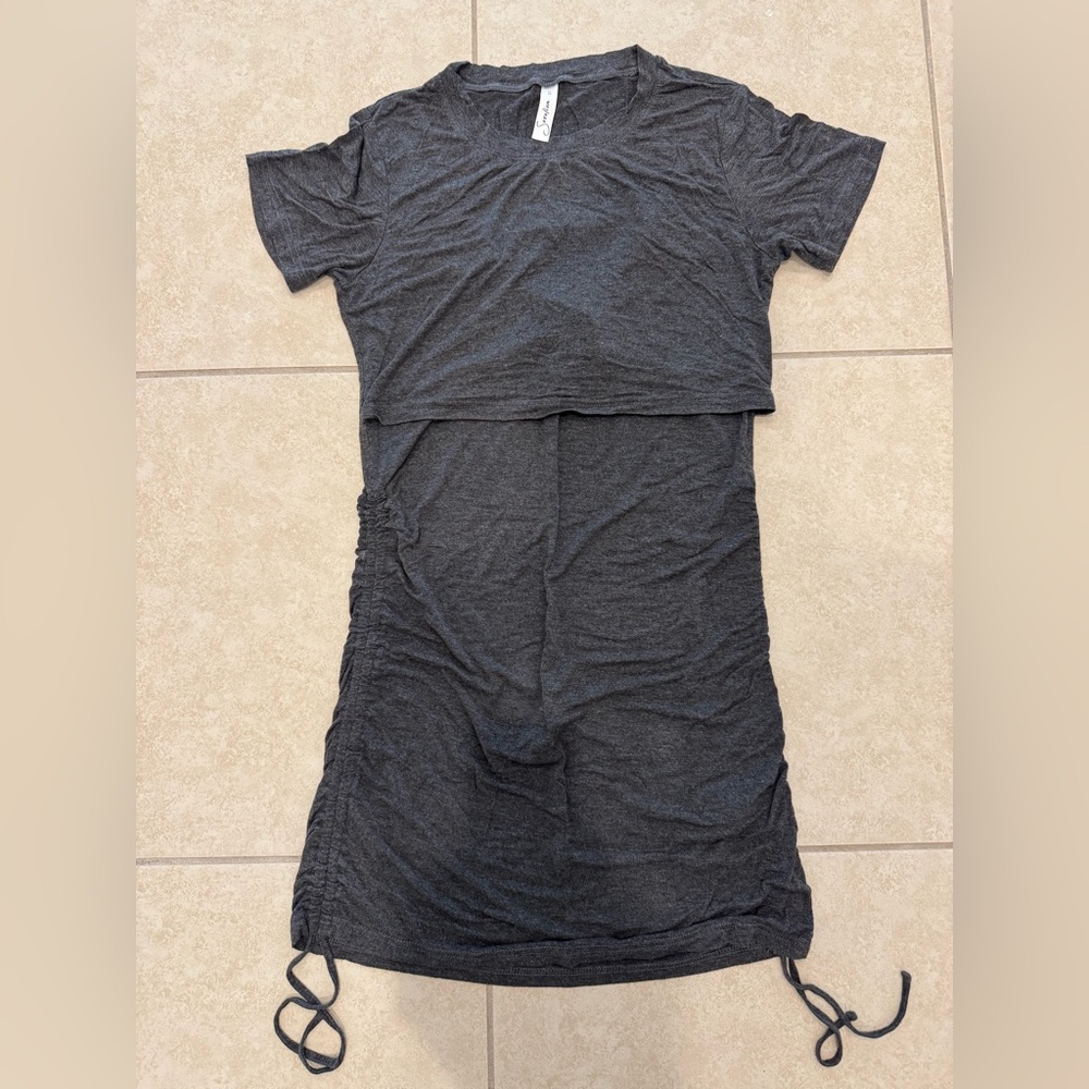 Nursing Gray Ruched Dress